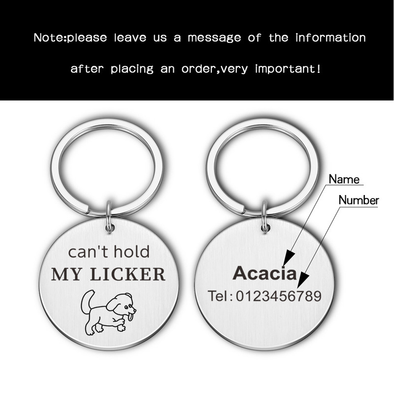 Etichetă de identificare pentru câine anti-pierdută Gulerul de câine nu îmi poate ține Licker ID-ul animalului de companie Nume Adresă Telefon Etichetă personalizată pentru pisică Etichetă de guler de câine