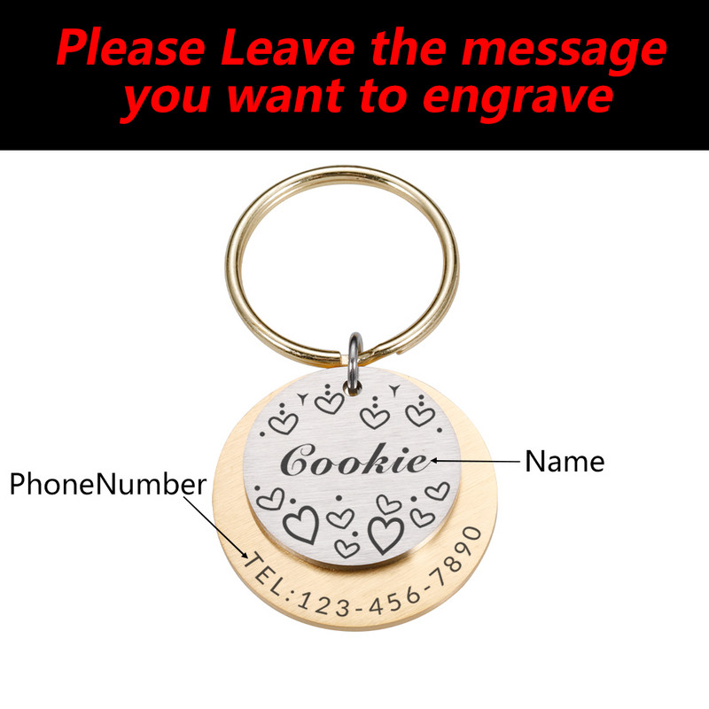 Guler de câine personalizabil Etichete de identificare anti-pierdere Accesorii pentru animale de companie Adresă cu gravare Număr Număr Plăcuță cu numele câinelui de companie Dropshipping