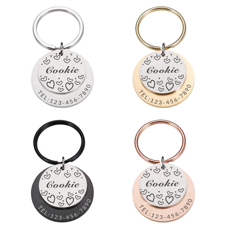 Guler de câine personalizabil Etichete de identificare anti-pierdere Accesorii pentru animale de companie Adresă cu gravare Număr Număr Plăcuță cu numele câinelui de companie Dropshipping