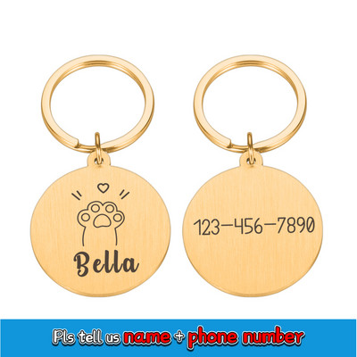 Gravura gratuită Etichete de identificare pentru pisici pentru animale de companie Guler pentru pisici Etichete de identificare pentru animale de companie personalizate Etichete din oțel inoxidabil pentru pisoi Etichete pentru animale de companie Accesorii