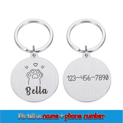 Gravura gratuită Etichete de identificare pentru pisici pentru animale de companie Guler pentru pisici Etichete de identificare pentru animale de companie personalizate Etichete din oțel inoxidabil pentru pisoi Etichete pentru animale de companie Accesorii