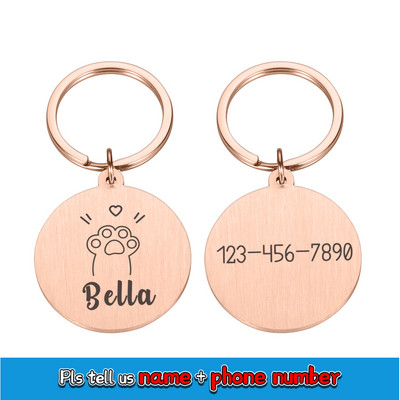 Gravura gratuită Etichete de identificare pentru pisici pentru animale de companie Guler pentru pisici Etichete de identificare pentru animale de companie personalizate Etichete din oțel inoxidabil pentru pisoi Etichete pentru animale de companie Accesorii