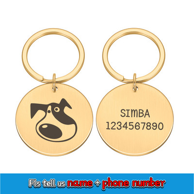 Ingyenes gravírozott kisállatazonosító címkék, személyre szabott kisállat-címke macskáknak kutyáknak névnyakörv háziállatoknak Egyedi névazonosító nyakörvek kisállat-kiegészítők