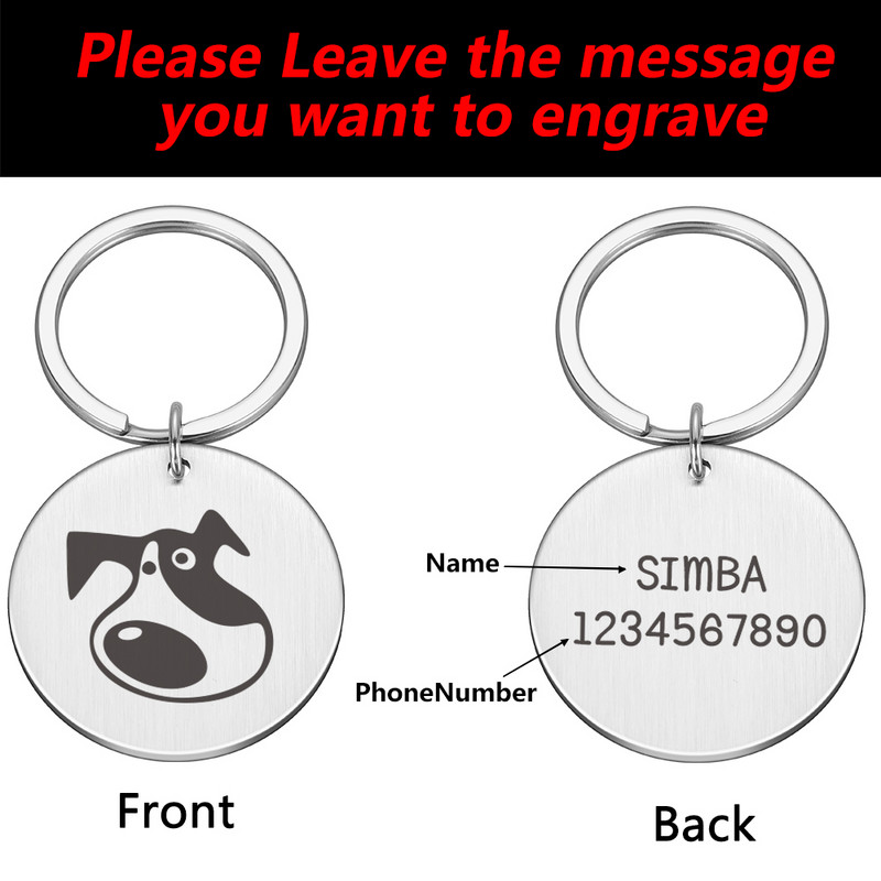 Ingyenes gravírozott kisállatazonosító címkék, személyre szabott kisállat-címke macskáknak kutyáknak névnyakörv háziállatoknak Egyedi névazonosító nyakörvek kisállat-kiegészítők