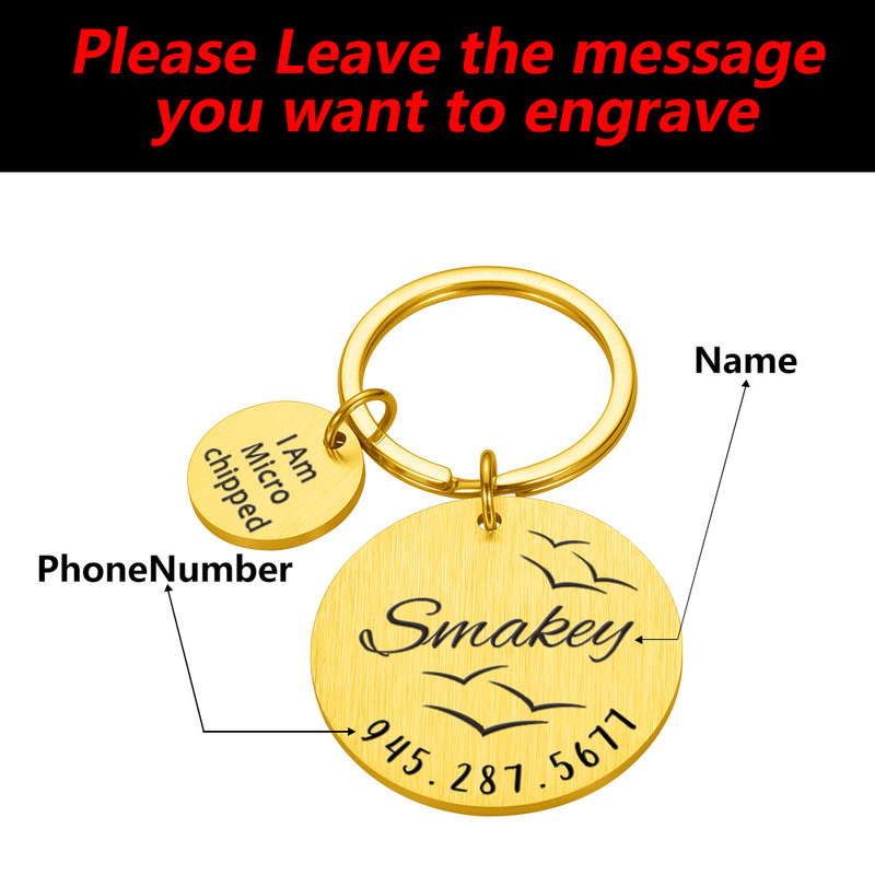 Νέα ετικέτα ταυτότητας σκύλου γάτας Προσαρμοσμένη δωρεάν Χαρακτική Εξατομικευμένη κολάρο σκύλου Όνομα γούρι για κατοικίδιο Κρεμαστό στρογγυλό κολιέ Κολάρο για κουτάβι Αξεσουάρ