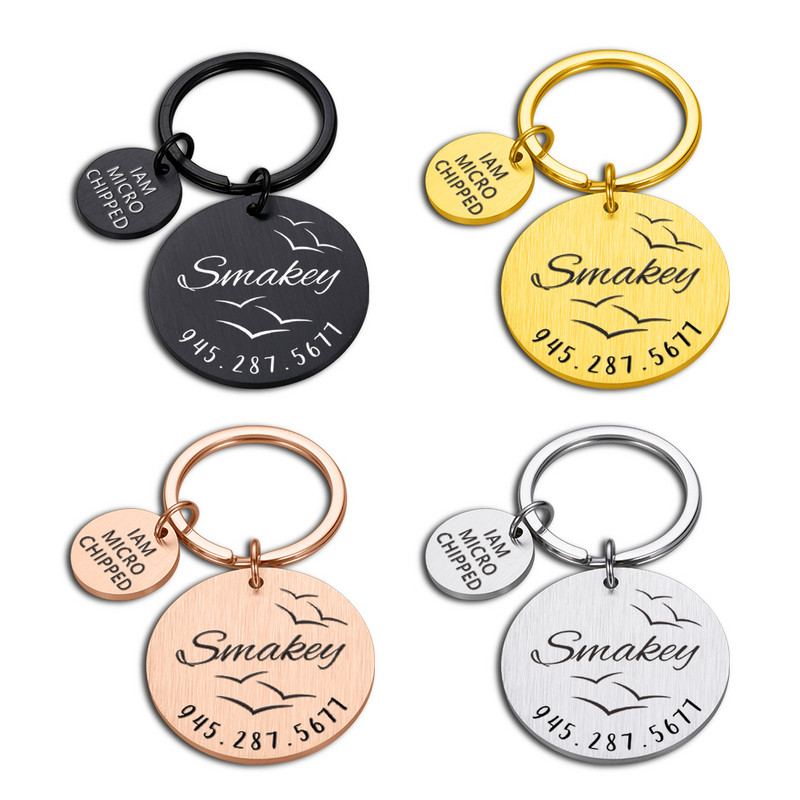 Νέα ετικέτα ταυτότητας σκύλου γάτας Προσαρμοσμένη δωρεάν Χαρακτική Εξατομικευμένη κολάρο σκύλου Όνομα γούρι για κατοικίδιο Κρεμαστό στρογγυλό κολιέ Κολάρο για κουτάβι Αξεσουάρ