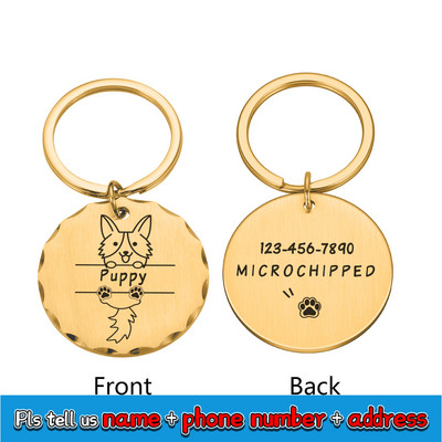 Nouă etichetă de identificare pentru câine, pisică, gravură gratuită personalizată, guler de cățel personalizat, farmec pentru animale de companie, colier cu pandantiv, guler pentru câini, accesoriu bricolaj