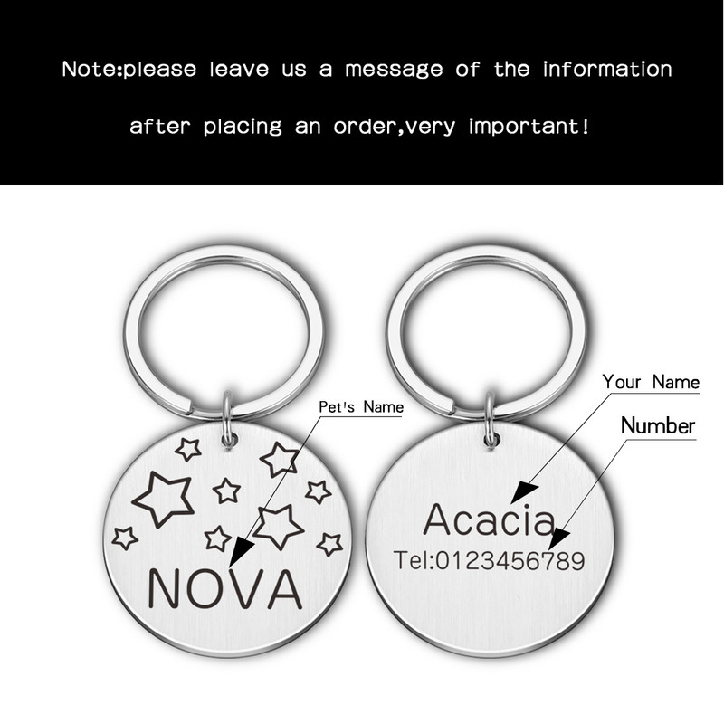 Etichete de identificare pentru câini, pisici, personalizate, anti-pierdute, Cadouri pentru iubitorii de câini, etichete de guler pentru animale de companie Etichetă gravată pentru proprietarul de animale de companie Etichetă pentru cățeluș nouă Cadouri