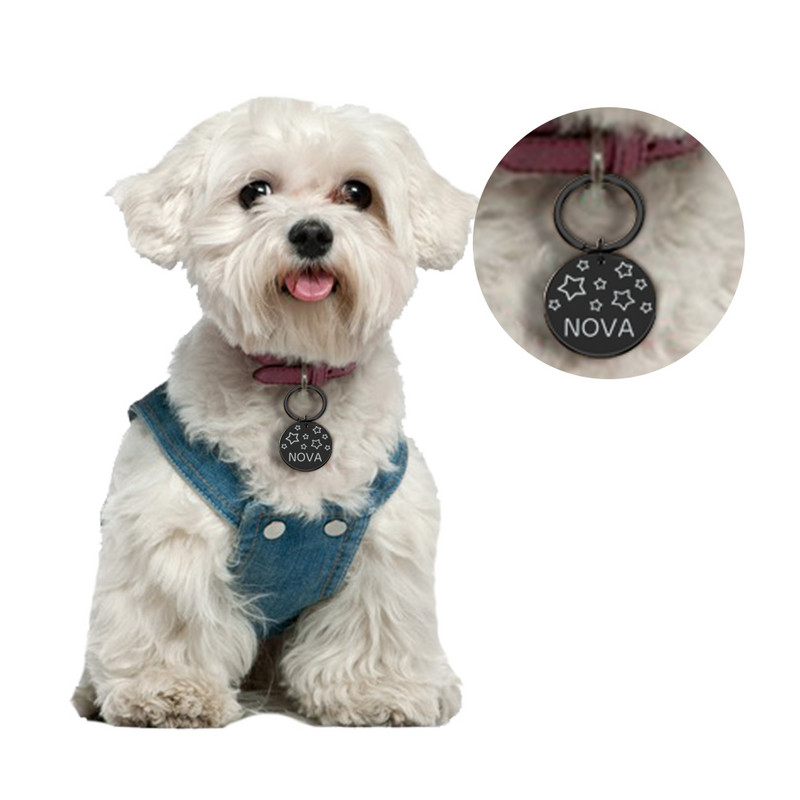 Etichete de identificare pentru câini, pisici, personalizate, anti-pierdute, Cadouri pentru iubitorii de câini, etichete de guler pentru animale de companie Etichetă gravată pentru proprietarul de animale de companie Etichetă pentru cățeluș nouă Cadouri
