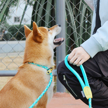 Λουρί σκύλου Slip Rope Lead Leash Reflection Heavy Duty Reflektive Braided Rope Ρυθμιζόμενο λουρί για εκπαίδευση με κολάρο για μεσαίου μεγέθους σκύλους