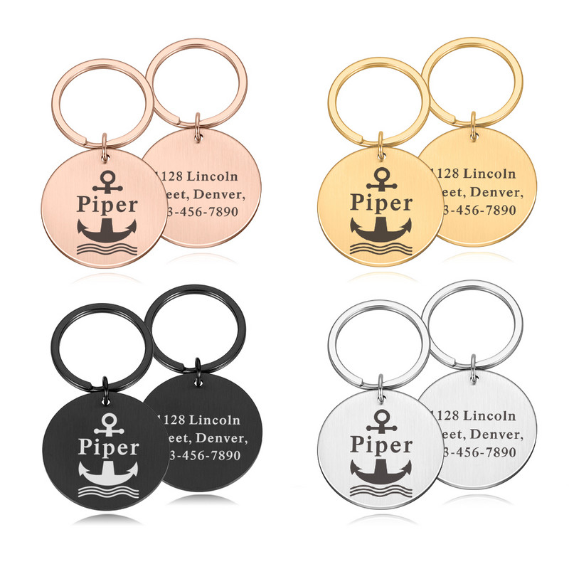 Etichete de identificare pentru guler pentru câini gravate cu numărul numelui Plăcuță personalizată pentru câine de companie Etichetă de adresă pentru ham pentru pisici Animale de companie Câini Accesorii pentru pisici