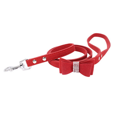 10 τεμάχια / Lot Pet Dog Velvet Leather Leash with Rhinestone Bling Blink Crystal Butterfly Bow Fashion λουριών για κατοικίδια