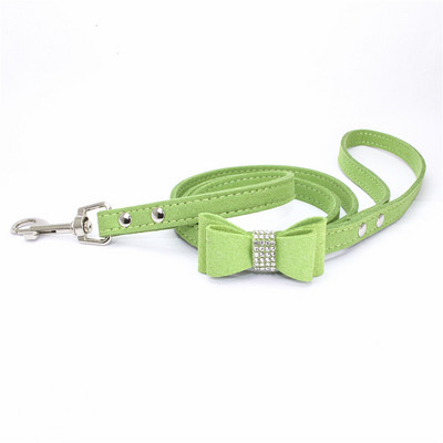 10 τεμάχια / Lot Pet Dog Velvet Leather Leash with Rhinestone Bling Blink Crystal Butterfly Bow Fashion λουριών για κατοικίδια