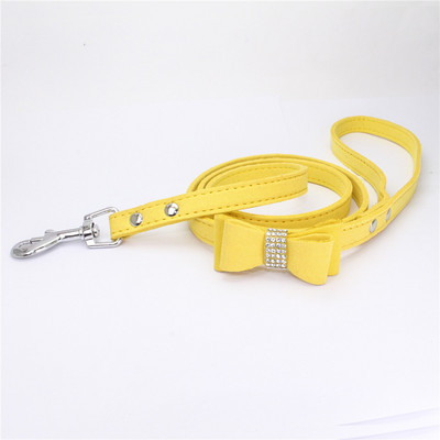 10 τεμάχια / Lot Pet Dog Velvet Leather Leash with Rhinestone Bling Blink Crystal Butterfly Bow Fashion λουριών για κατοικίδια
