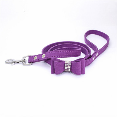 10 τεμάχια / Lot Pet Dog Velvet Leather Leash with Rhinestone Bling Blink Crystal Butterfly Bow Fashion λουριών για κατοικίδια