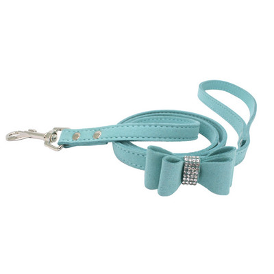 10 τεμάχια / Lot Pet Dog Velvet Leather Leash with Rhinestone Bling Blink Crystal Butterfly Bow Fashion λουριών για κατοικίδια