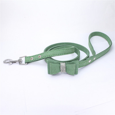 10 τεμάχια / Lot Pet Dog Velvet Leather Leash with Rhinestone Bling Blink Crystal Butterfly Bow Fashion λουριών για κατοικίδια