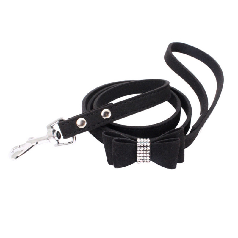 10 τεμάχια / Lot Pet Dog Velvet Leather Leash with Rhinestone Bling Blink Crystal Butterfly Bow Fashion λουριών για κατοικίδια