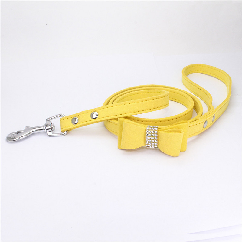 10 τεμάχια / Lot Pet Dog Velvet Leather Leash with Rhinestone Bling Blink Crystal Butterfly Bow Fashion λουριών για κατοικίδια