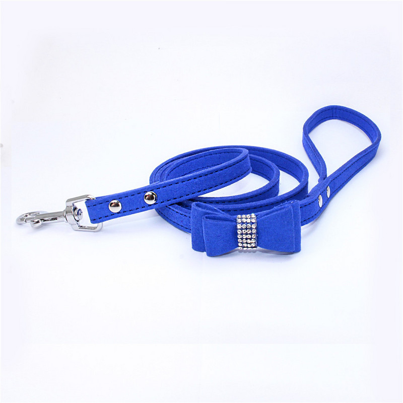 10 τεμάχια / Lot Pet Dog Velvet Leather Leash with Rhinestone Bling Blink Crystal Butterfly Bow Fashion λουριών για κατοικίδια