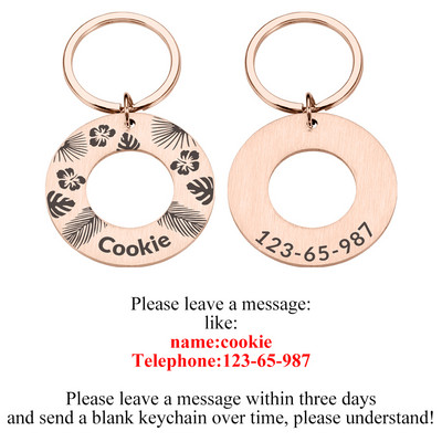 STVK Etichetă de identificare pentru animalele de companie anti-pierdute, breloc din oțel inoxidabil, gravură personalizată, etichete cu nume de câine pentru animale de companie, gulere personalizate pentru cățeluși