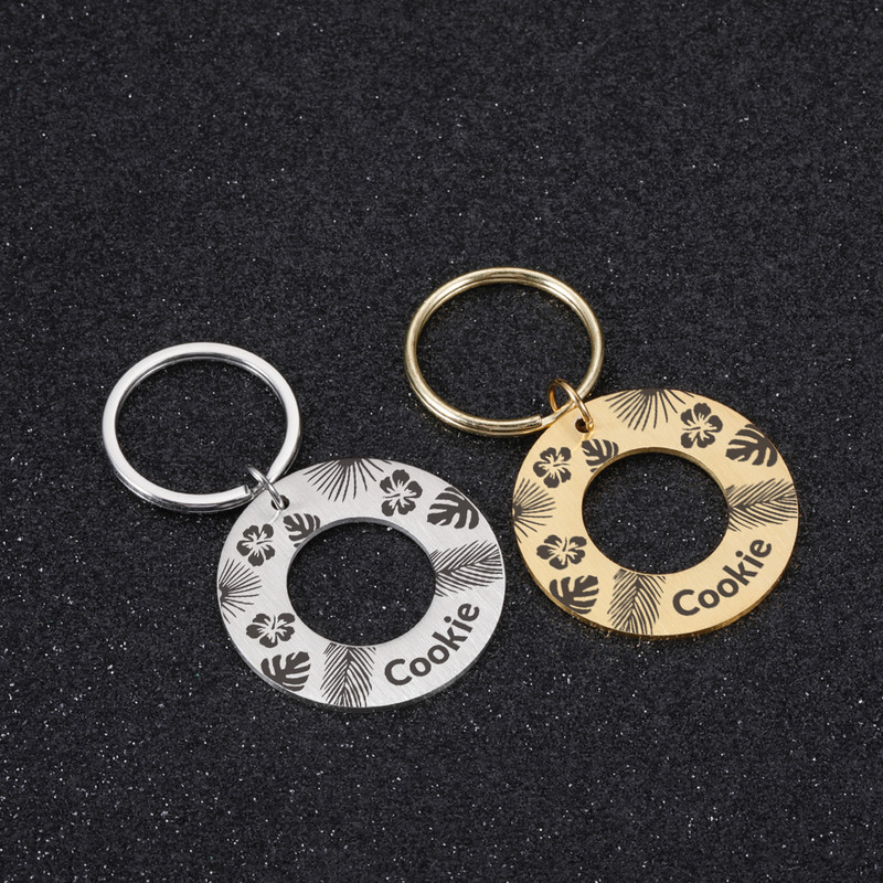 STVK Etichetă de identificare pentru animalele de companie anti-pierdute, breloc din oțel inoxidabil, gravură personalizată, etichete cu nume de câine pentru animale de companie, gulere personalizate pentru cățeluși