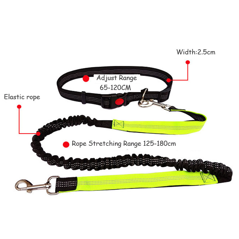 Cureaua reflectorizanta pentru talie pentru animale de companie Lease ajustabile pentru talie Mâini libere pentru câini de companie pentru alergare și jogging Corda de tracțiune Cureaua cu plumb Articole pentru animale de companie