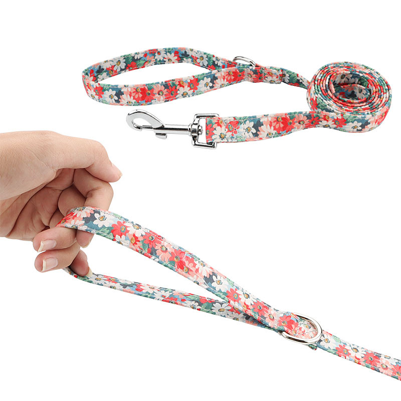 Noua lesă pentru animale de companie, cățeluș, pisică, câine, lesă, retro, pastorală, flori, dresaj, ham pentru câini de talie mică