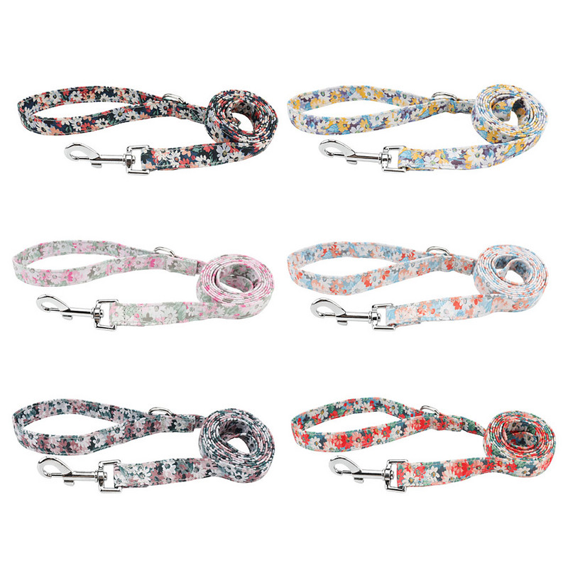 Noua lesă pentru animale de companie, cățeluș, pisică, câine, lesă, retro, pastorală, flori, dresaj, ham pentru câini de talie mică