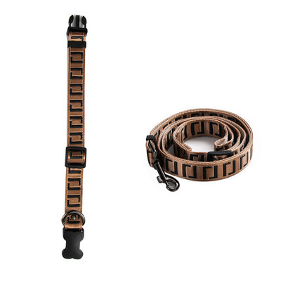 Нашийник за кучета Луксозен дизайнерски кафяв колан за кученце Ракла Комплект каишки за малки кучета Артикули за домашни любимци Аксесоари