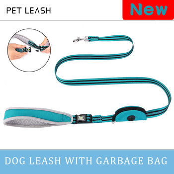Многофункционална каишка за домашни кучета с дозатор за торбичка за изпражнения Един ключ Отключване за малко средно голямо куче 150 см 22 нови