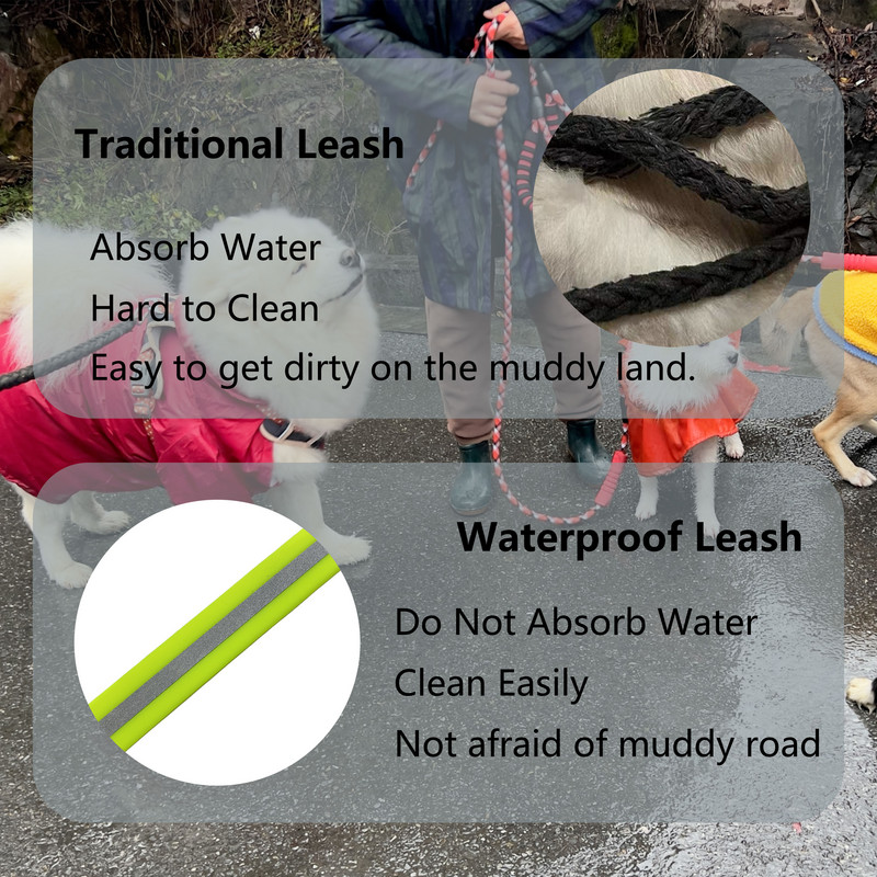 2 M 3M, culoare bomboană, în aer liber, rezistent la murdărie, ușor de curățat, impermeabil, reflectorizant, strălucitor de noapte, acoperit cu PVC, lesă plată pentru câini pentru animale de companie de toate dimensiunile