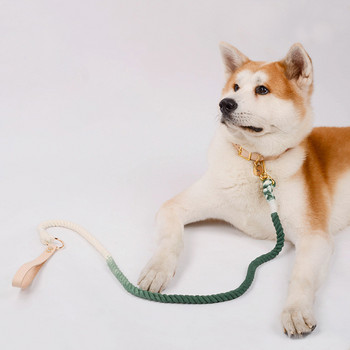 Куче многофункционална ръчно тъкана градиентна яка колие външно въже каишка за кучета кръгли памучни кучета олово продукти за домашни любимци