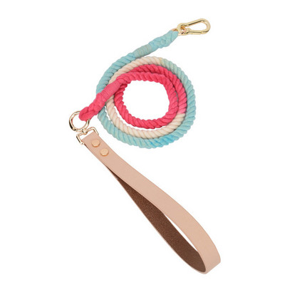 Colier de guler degradat țesut manual pentru câini, multifuncțional, frânghie pentru exterior, lesă pentru câini, rotund din bumbac, plumb pentru câini, produse pentru animale de companie