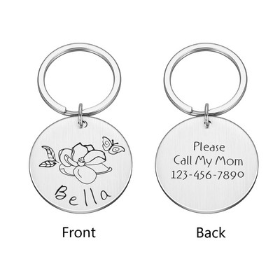 Δωρεάν χαραγμένη ετικέτα ταυτότητας σκύλου για κατοικίδια Προσαρμοσμένα κρεμαστά σκυλιά κατά της απώλειας Ετικέτες ονόματος Εξατομικευμένες ετικέτες ταυτότητας λουλουδιών γάτας Αξεσουάρ κολάρου για σκύλους κατοικίδιων ζώων