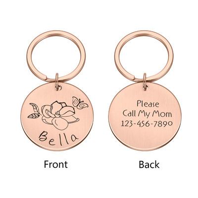 Δωρεάν χαραγμένη ετικέτα ταυτότητας σκύλου για κατοικίδια Προσαρμοσμένα κρεμαστά σκυλιά κατά της απώλειας Ετικέτες ονόματος Εξατομικευμένες ετικέτες ταυτότητας λουλουδιών γάτας Αξεσουάρ κολάρου για σκύλους κατοικίδιων ζώων