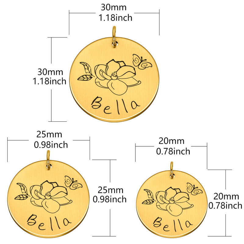 Δωρεάν χαραγμένη ετικέτα ταυτότητας σκύλου για κατοικίδια Προσαρμοσμένα κρεμαστά σκυλιά κατά της απώλειας Ετικέτες ονόματος Εξατομικευμένες ετικέτες ταυτότητας λουλουδιών γάτας Αξεσουάρ κολάρου για σκύλους κατοικίδιων ζώων
