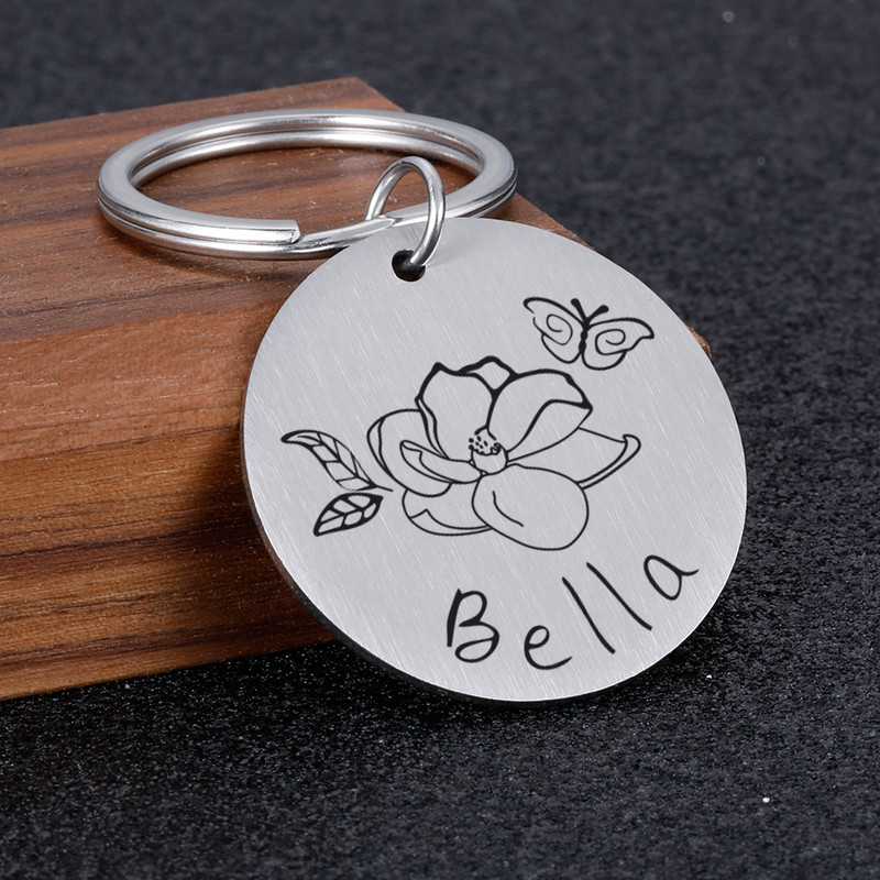 Δωρεάν χαραγμένη ετικέτα ταυτότητας σκύλου για κατοικίδια Προσαρμοσμένα κρεμαστά σκυλιά κατά της απώλειας Ετικέτες ονόματος Εξατομικευμένες ετικέτες ταυτότητας λουλουδιών γάτας Αξεσουάρ κολάρου για σκύλους κατοικίδιων ζώων