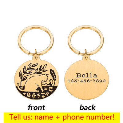 Etichete personalizate pentru nume pentru câini, etichetă de identificare pentru cățeluș personalizat, guler gravat pentru câini, plăcuță de identificare, accesorii pentru breloc anti-pierdere