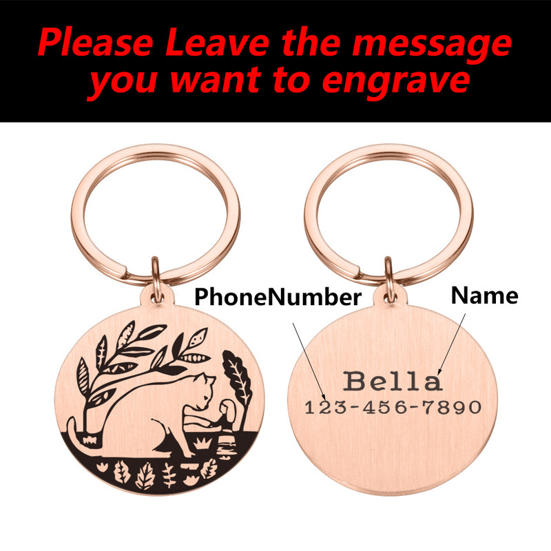 Etichete personalizate pentru nume pentru câini, etichetă de identificare pentru cățeluș personalizat, guler gravat pentru câini, plăcuță de identificare, accesorii pentru breloc anti-pierdere