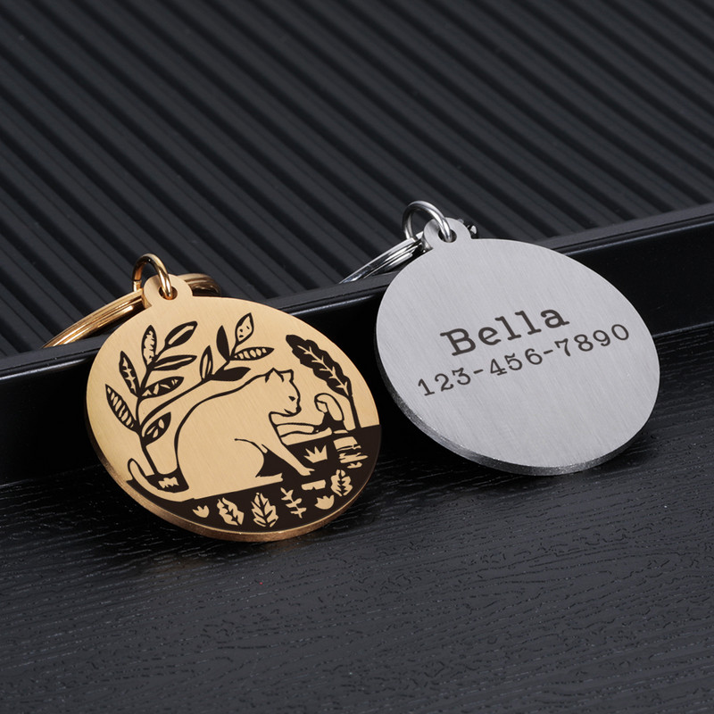 Etichete personalizate pentru nume pentru câini, etichetă de identificare pentru cățeluș personalizat, guler gravat pentru câini, plăcuță de identificare, accesorii pentru breloc anti-pierdere