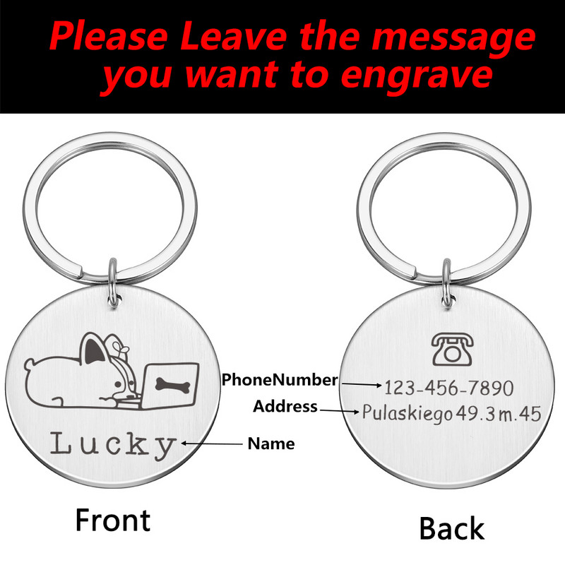 Etichete personalizate pentru câini pisici gravate pisică câine cățeluș personalizat ID-ul pentru numele animalului de companie Etichetă cu pandantiv Accesorii pentru animale de companie Dropshipping