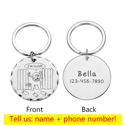 Etichete de identificare personalizate anti-pierdute pentru animale de companie, gofrare pentru câine de companie, guler pentru pisici, etichetă cu nume de pandantiv pentru câini, etichetă de identificare gravată, accesorii personalizate pentru câini