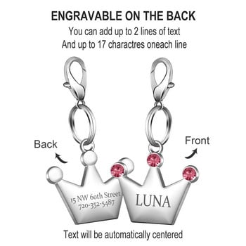 Персонализирани етикети за кучета Котка Кученце ID на домашен любимец Име Нашийник Етикет Висулка Аксесоари за домашни любимци Кристална корона Бижута за домашни любимци Лазерно гравиране Dropship