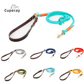 Najlonski povodnik za pse, podesivi višenamjenski povodnik/P povodac s kožnom ručkom Snažan i izdržljiv za šetanje i treniranje pasa