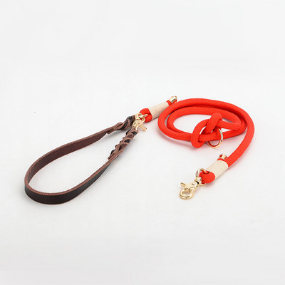 Najlonski povodnik za pse, podesivi višenamjenski povodnik/P povodac s kožnom ručkom Snažan i izdržljiv za šetanje i treniranje pasa