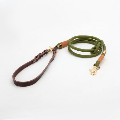 Najlonski povodnik za pse, podesivi višenamjenski povodnik/P povodac s kožnom ručkom Snažan i izdržljiv za šetanje i treniranje pasa