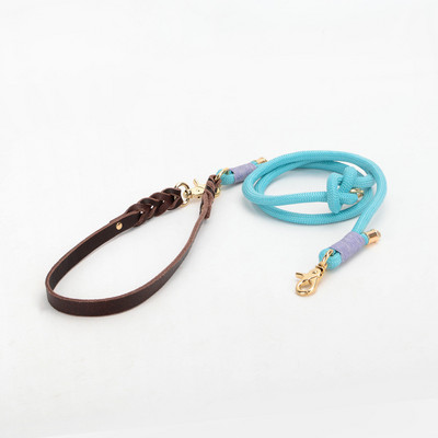 Najlonski povodnik za pse, podesivi višenamjenski povodnik/P povodac s kožnom ručkom Snažan i izdržljiv za šetanje i treniranje pasa