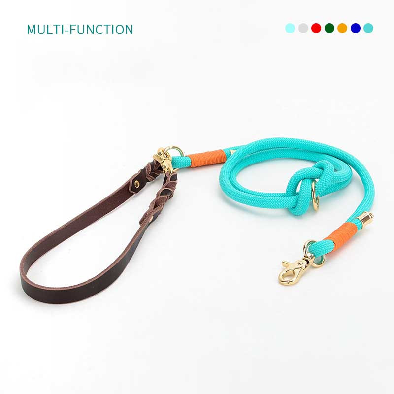 Najlonski povodnik za pse, podesivi višenamjenski povodnik/P povodac s kožnom ručkom Snažan i izdržljiv za šetanje i treniranje pasa