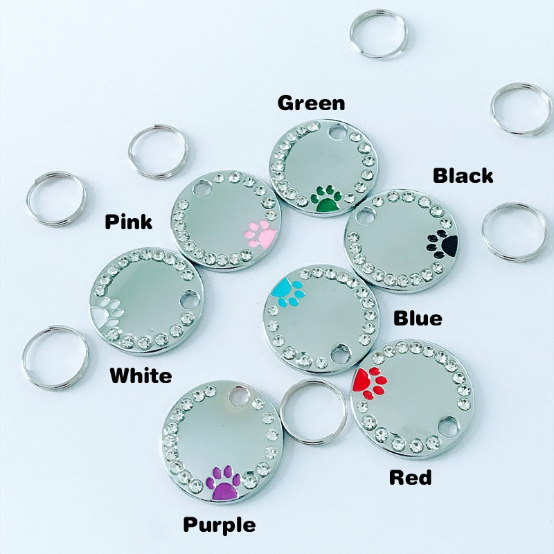 Pseća oznaka Ogrlica za šapu Ogrlica za kućne ljubimce ID mačke Privjesak za ključeve Metalni lanac s kamenčićima Privjesak s ugraviranim imenom